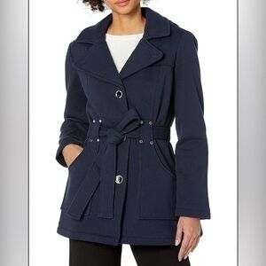 INTL d.e.t.a.i.l.s Hooded Fashion Fleece Coat Jacket - Womens Large - Navy Blue